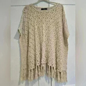 Forever 21 Crochet Sweater Cape w/ Tassels